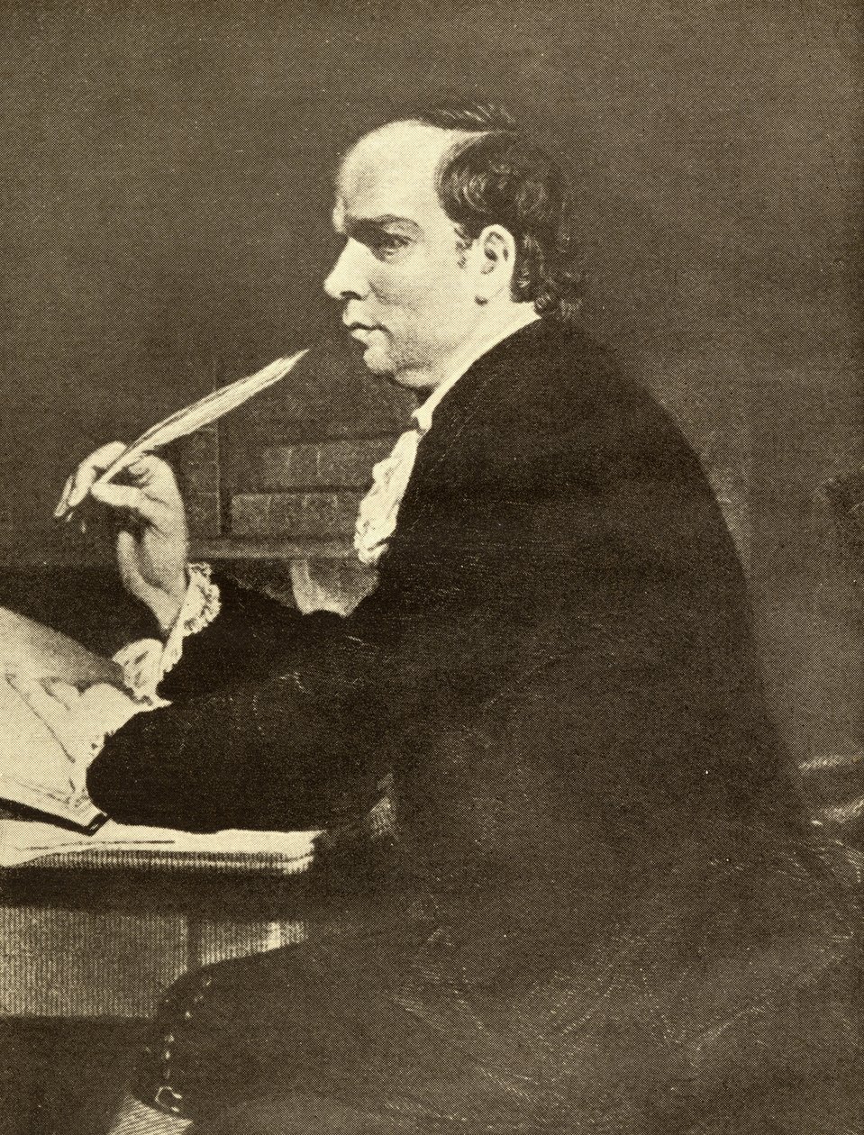 Oliver Goldsmith (1730-74) autorstwa English School