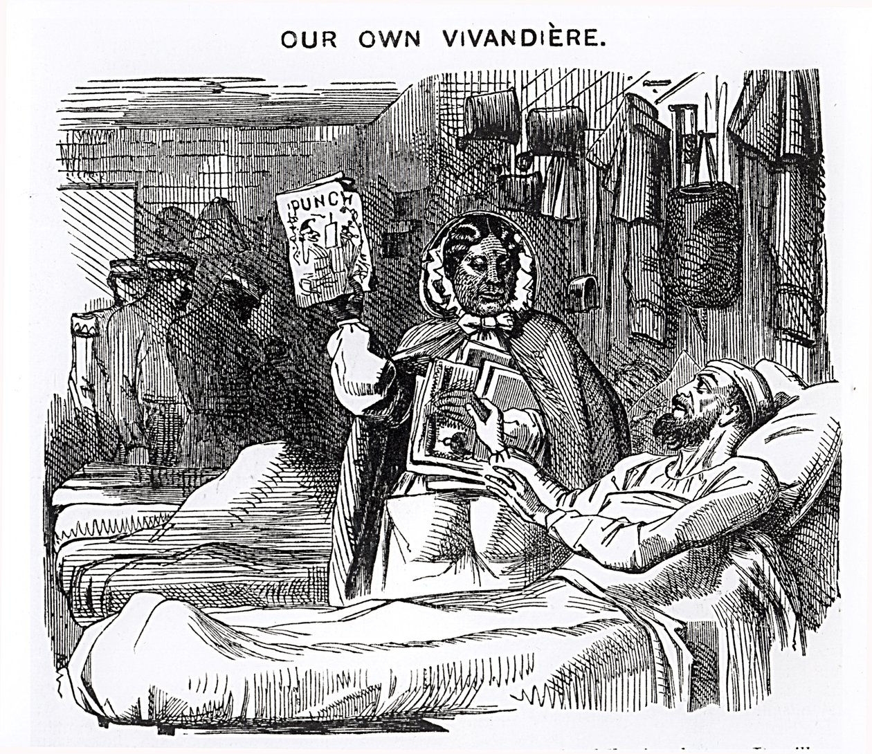 Nasza własna Vivandiere, pani Seacole (1805-81), przedstawiona w „Punch”, opublikowanym 20 maja 1857 autorstwa English School