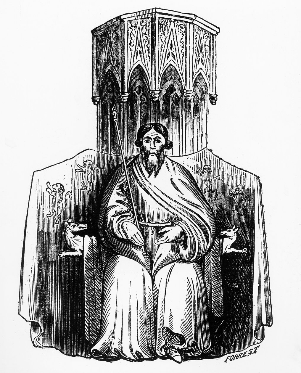 Owen Glendower (1359-1416) z jego pieczęci, wygrawerowany w „Archeologia”, grawerowany przez Forresta autorstwa English School
