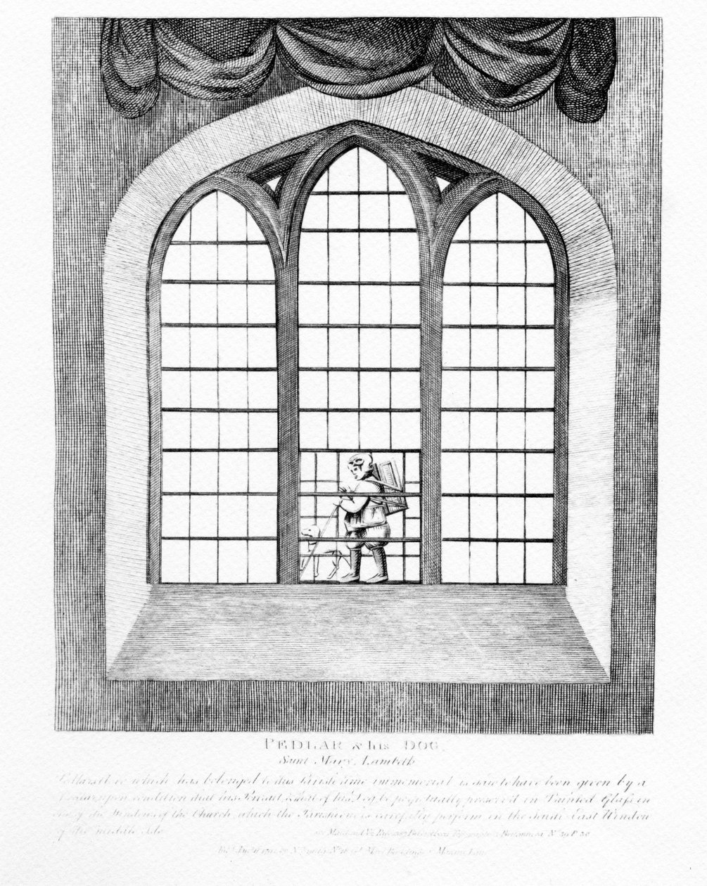 Pedlar i jego pies, Saint Mary Lambeth, 1791 autorstwa English School