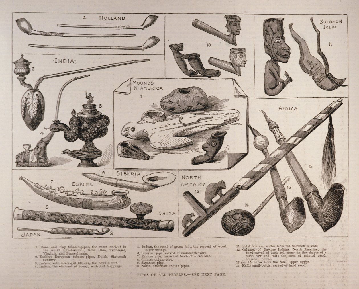 Pipes of all Peoples, z "The Illustrated London News", 25 lutego 1882 r. autorstwa English School