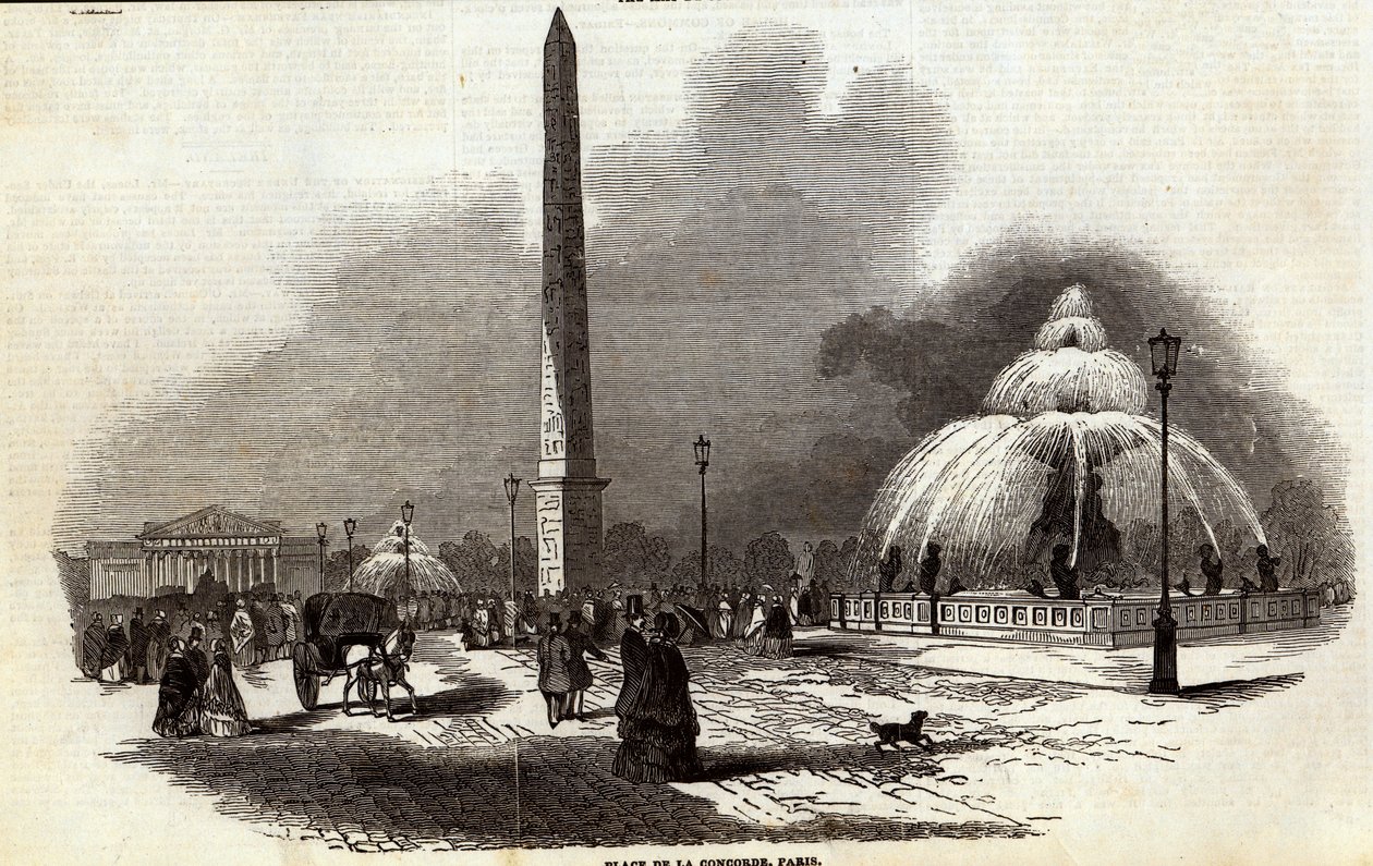 Place de la Concorde, Paryż, z The Illustrated London News, 2 sierpnia 1845 autorstwa English School