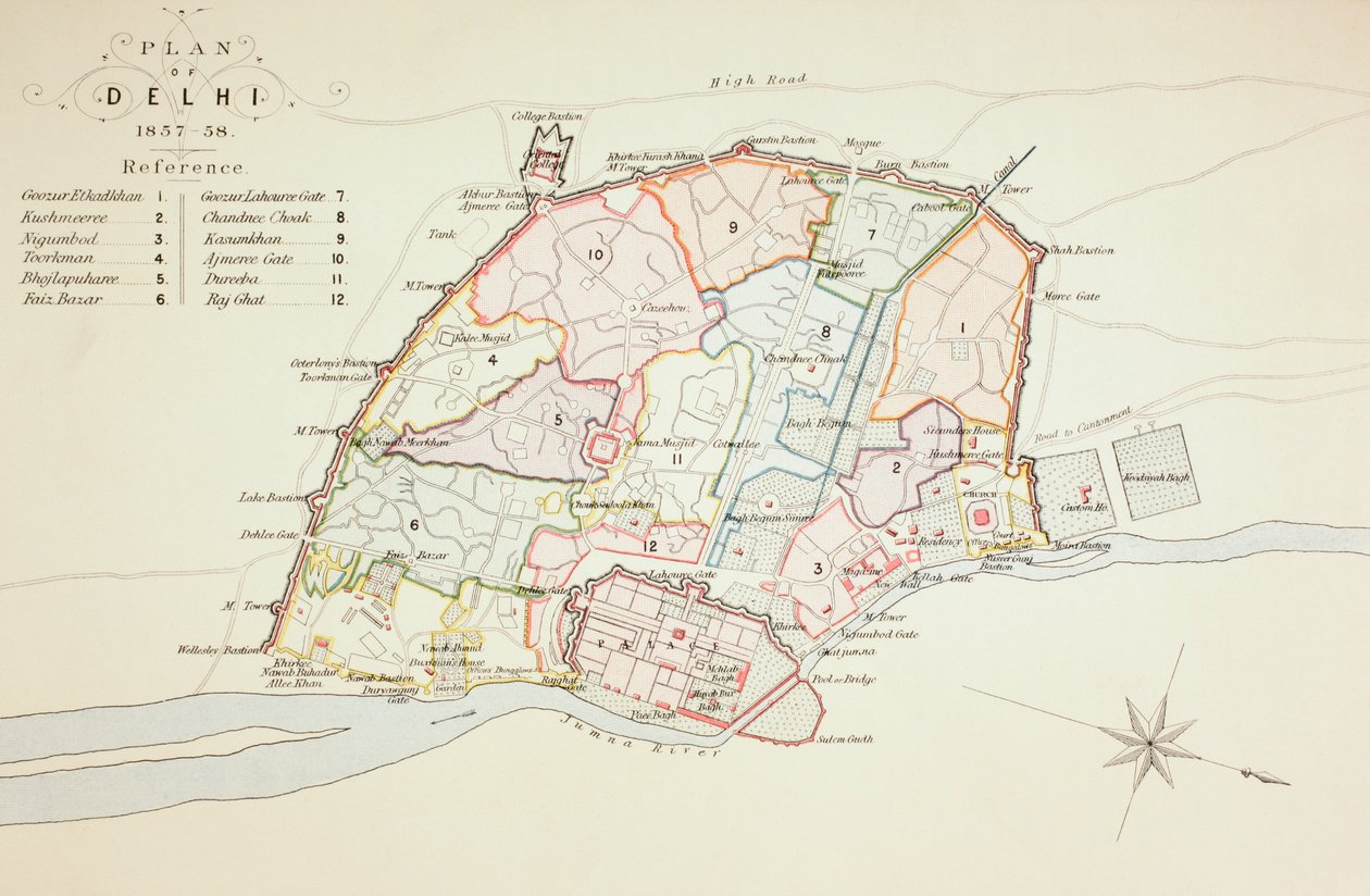 Plan Delhi, 1883 autorstwa English School