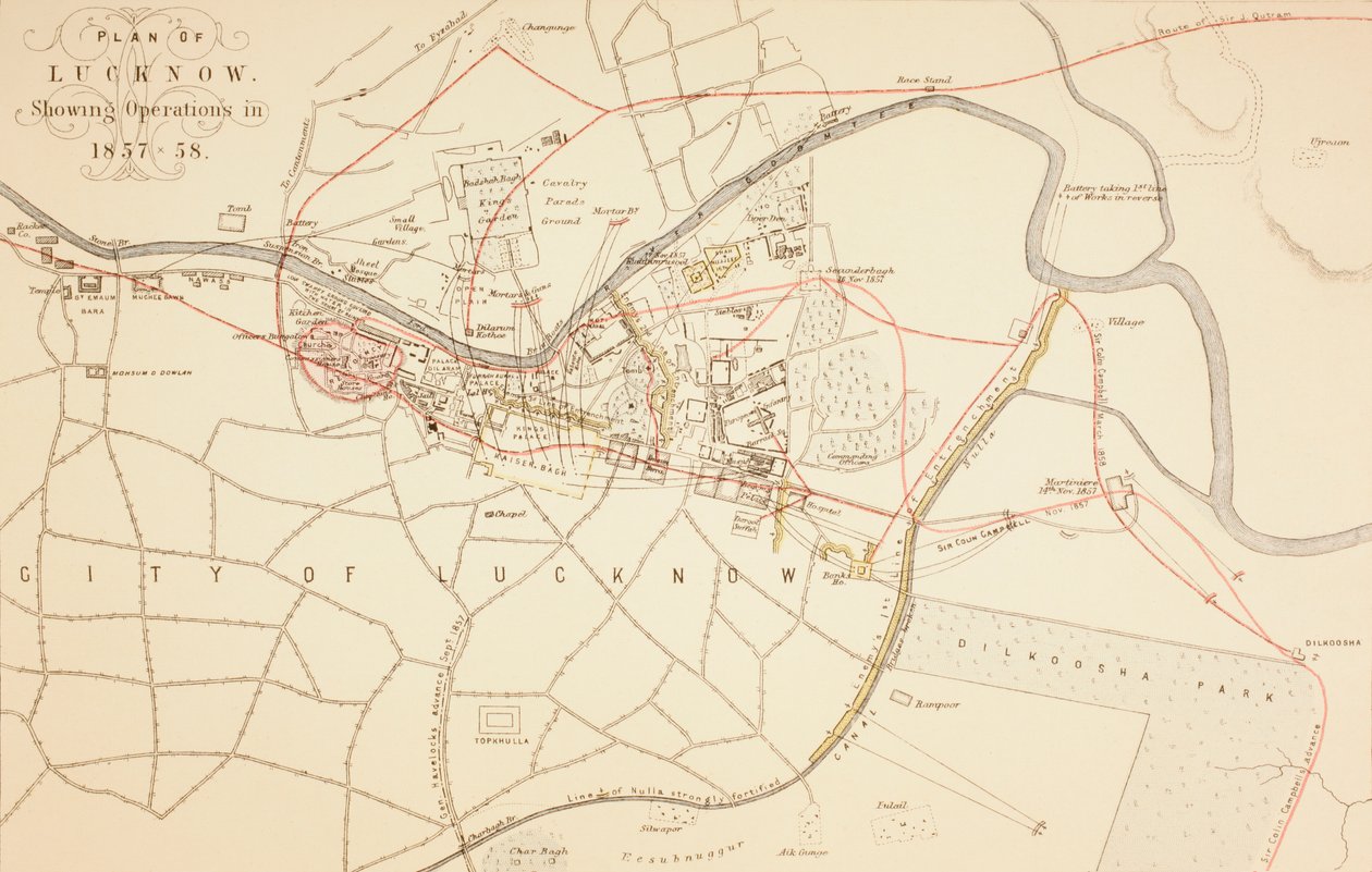 Plan Lucknowa, 1883 autorstwa English School