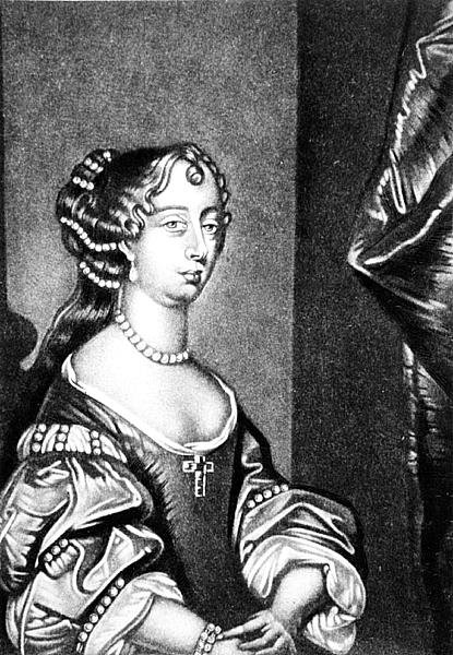 Portret Barbary Villiers, księżnej Cleveland (1641-1709) grawerowany przez Roberta Dunkartona (1744-c.1817) z Illustrious Characters in British History (mezzotinta) autorstwa English School