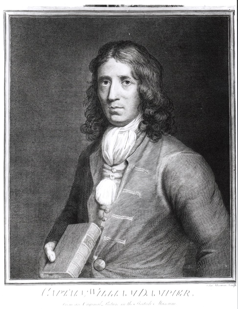 Portret kapitana Williama Dampier (1652-1715) grawerowany przez Sherwin autorstwa English School