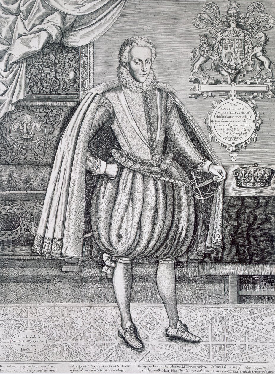 Portret Henryka, księcia Walii (1594-1612) z Księgi Królewskiej, rytowany przez Renolda Elstracka (1571-c.1630) 1612 autorstwa English School