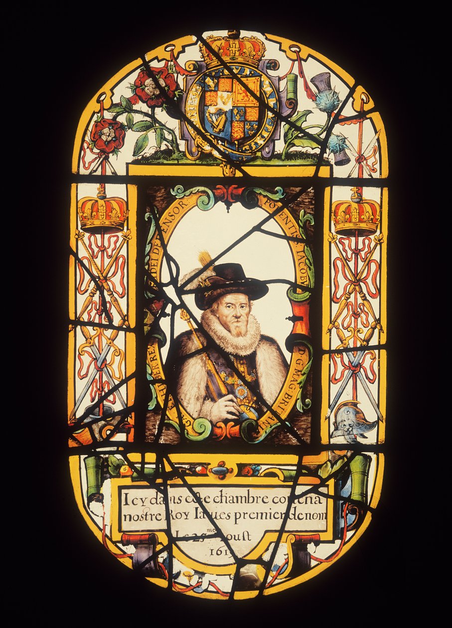 Portret Jakuba I (1566-1625) 1619 (szkło) autorstwa English School