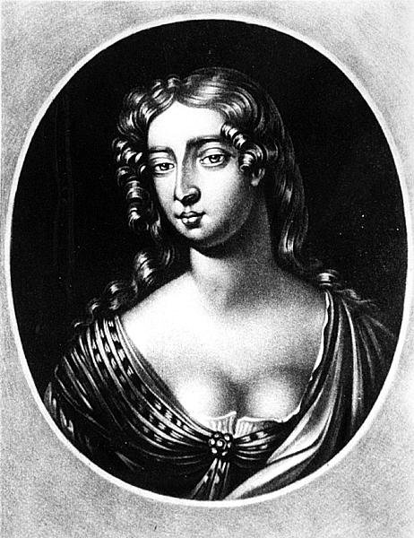 Portret Madam Mary Davis, grawerowany przez Richarda Earloma (1743-1822) z Znaków Znaków w Historii Brytyjskiej (mezzotinta) autorstwa English School