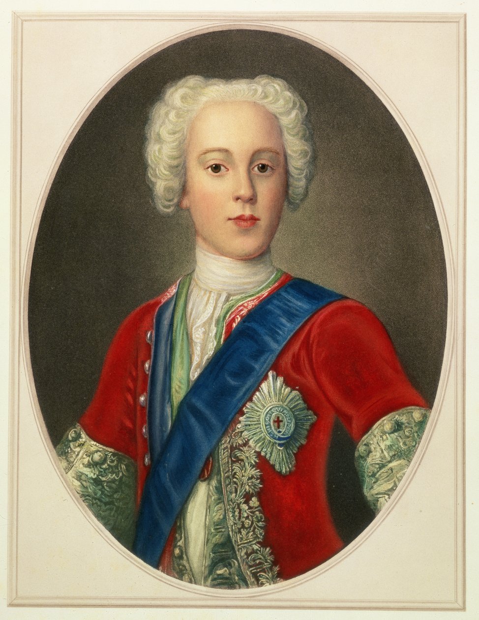 Portret księcia Karola Edwarda Louisa Philipa Casimira Stewarta (1720-88) młodego pretendenta lub „Bonnie Prince Charlie” autorstwa English School