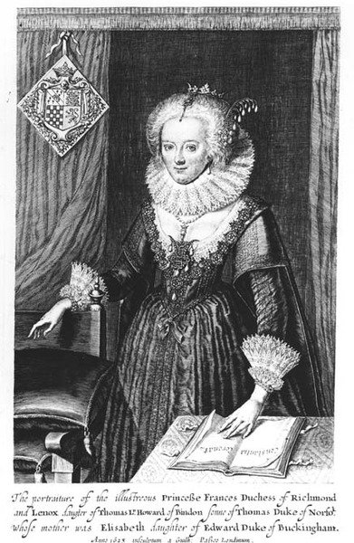 Portret księżniczki Frances, księżnej Richmond i Lennox, rytowany przez Guilha, 1623 autorstwa English School