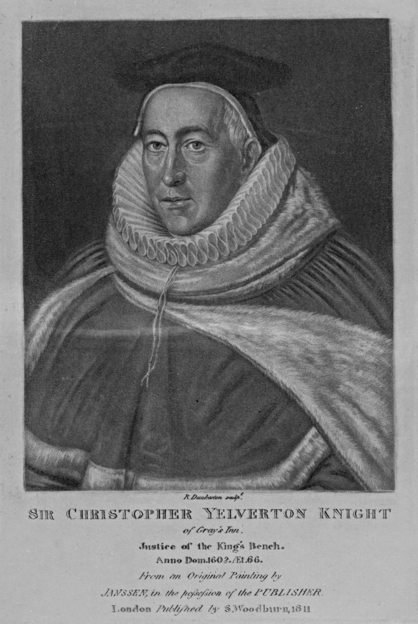 Portret sir Christophera Yelvertona z „Characters Illustrious in British Portraits” autorstwa Richarda Earloma i Charlesa Turnera, 1815 autorstwa English School