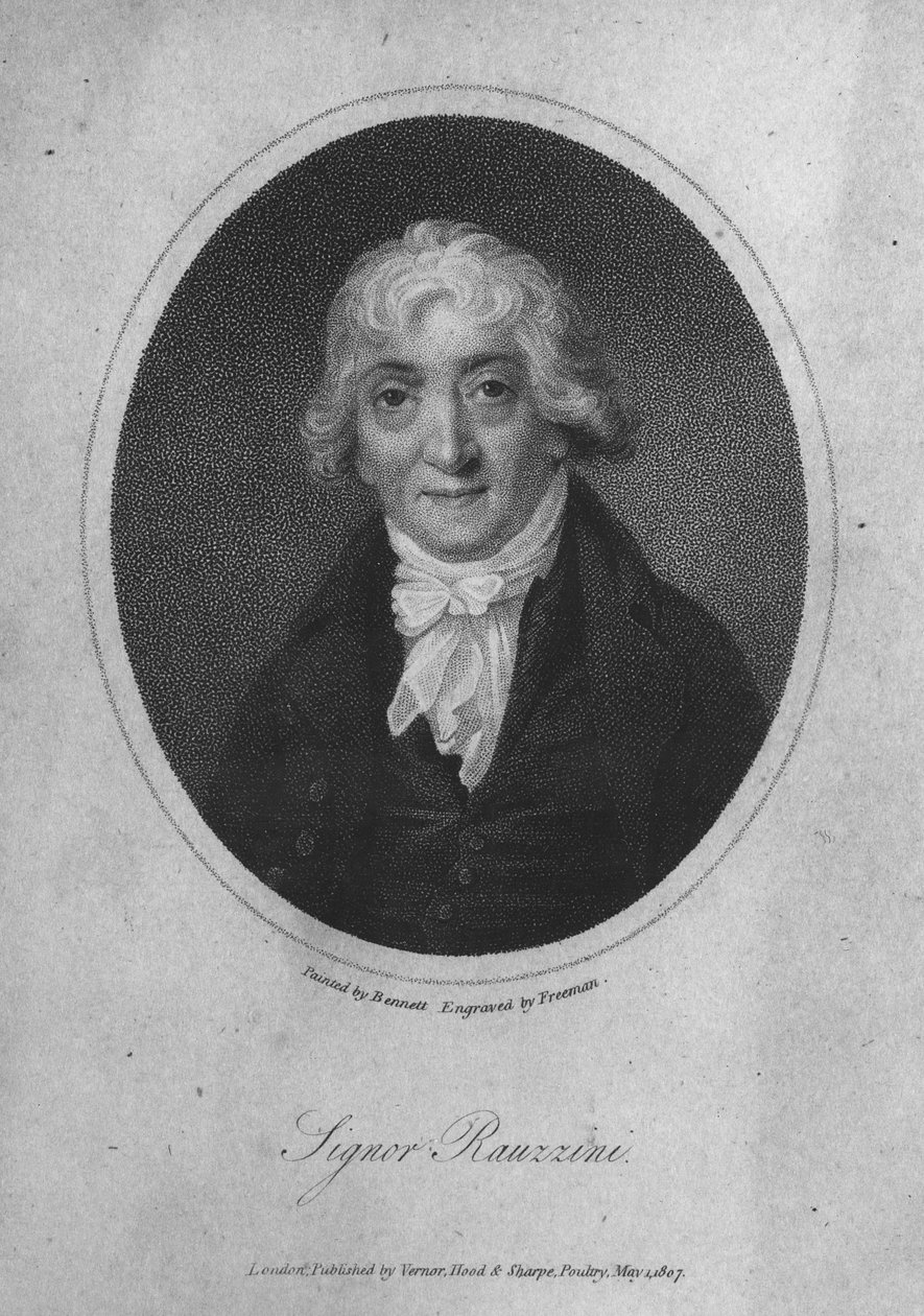 Portret Venanzio Rauzziniego (1746-1810) rytowany przez Samuela Freemana (1773-1857) autorstwa English School
