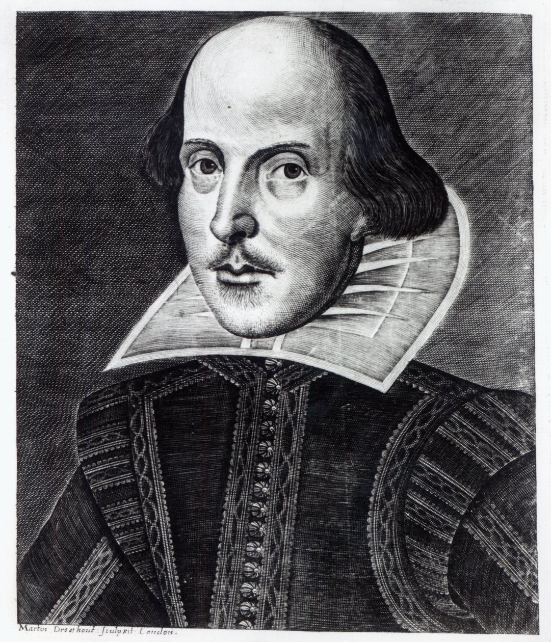 Portret Williama Szekspira, rytowany przez Martina Droeshouta, 1623 autorstwa English School