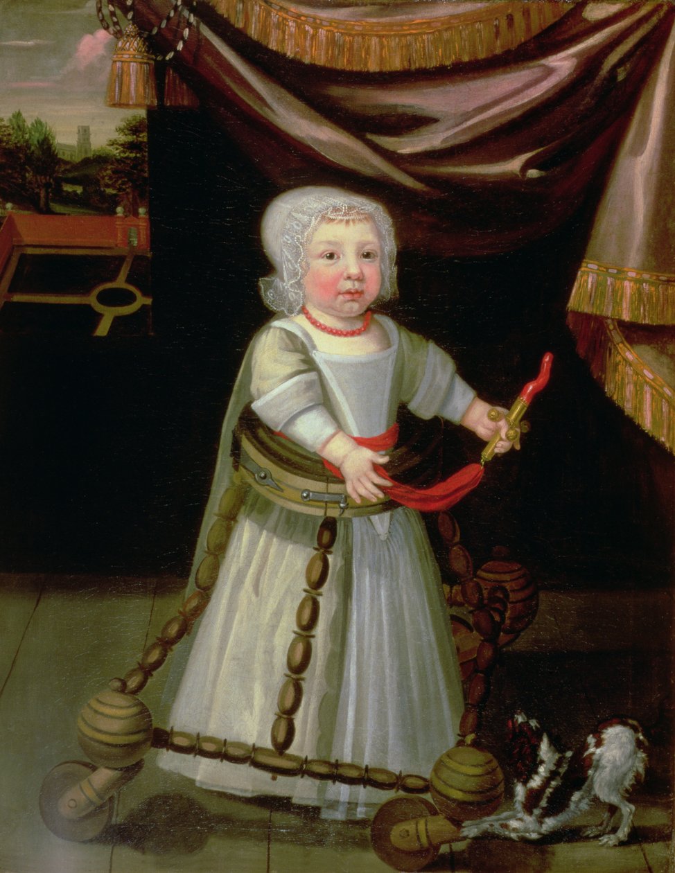 Portret chłopca z grzechotką koralową, ok. 1650-60 autorstwa English School