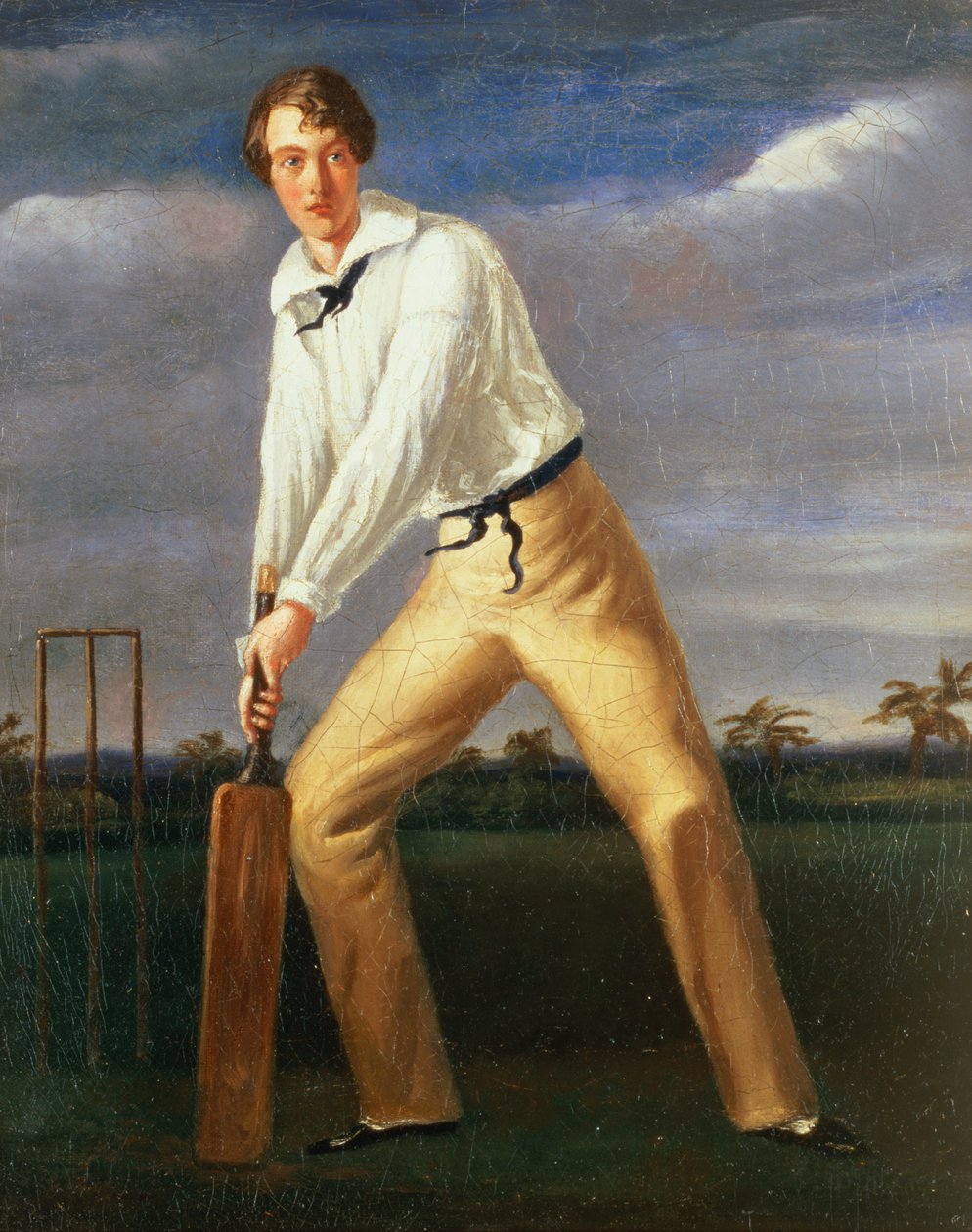 Portret młodego krykiecisty, ok. 1816 r. autorstwa English School