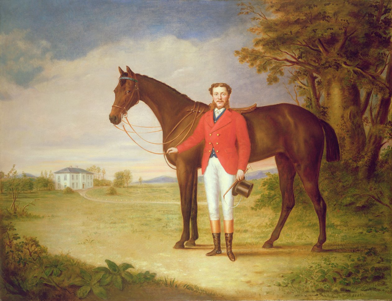 Portret dżentelmena z koniem, ok. 1840 (para 80978) autorstwa English School