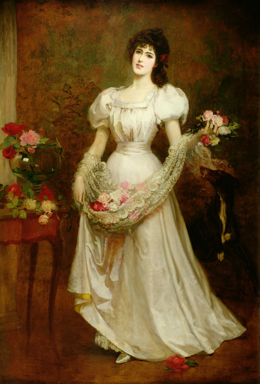 Portret kobiety i jej charta, ok.1870 autorstwa English School