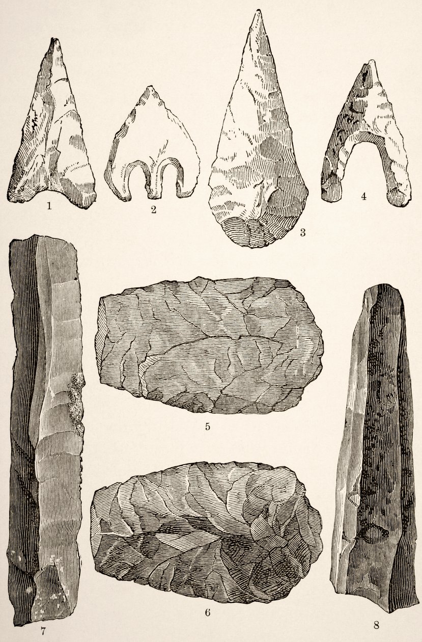 Prehistoryczne narzędzia krzemienne autorstwa English School