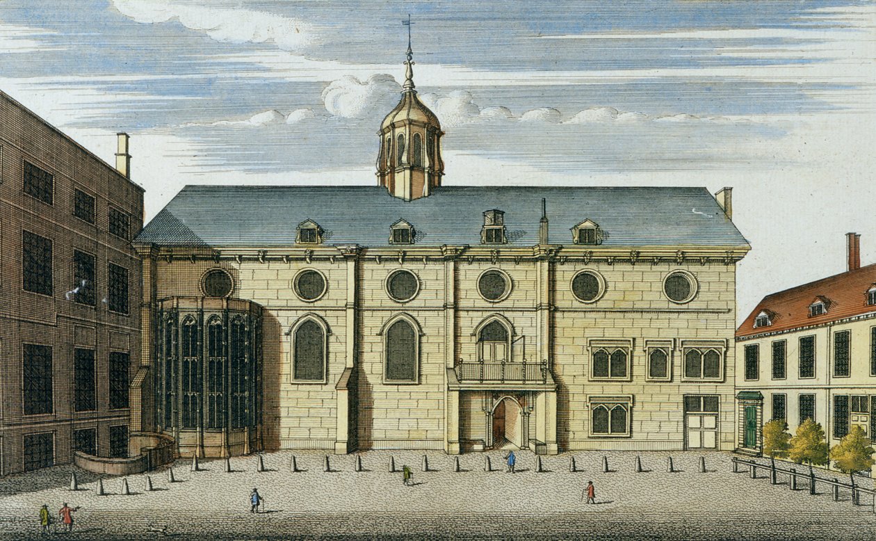 Premier Map of London and Suburbs: Bank of England in ye Poultry, 1724 (ręcznie barwiony grawerunek) autorstwa English School