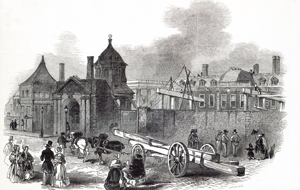 Stan obecny Muzeum Brytyjskiego, z „The Illustrated London News”, 27 września 1845 r. autorstwa English School