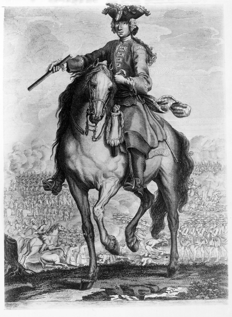 Książę Karol Edward Stuart w bitwie pod Prestonpans, c.1745 autorstwa English School