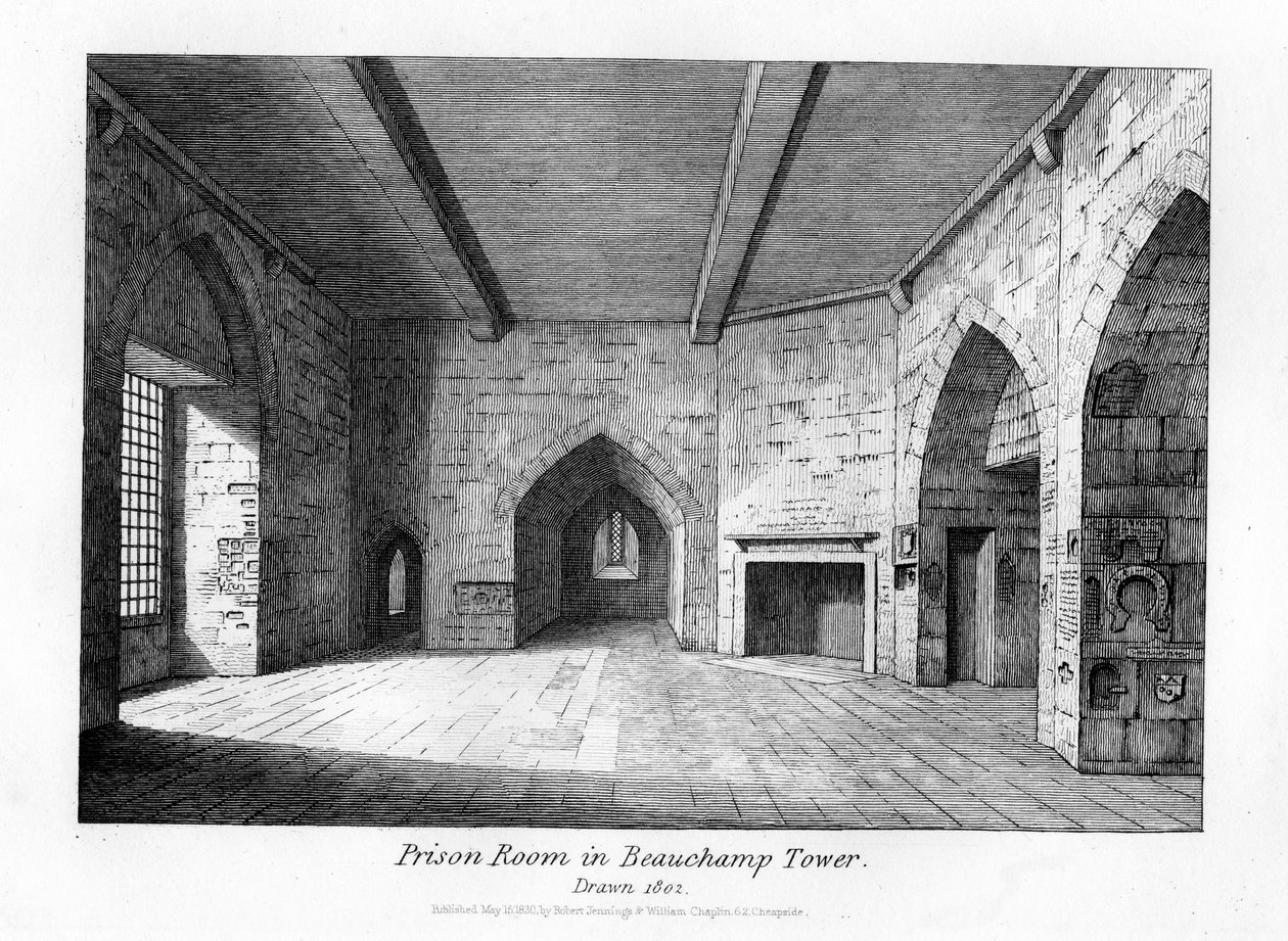 Sala Więzienna w Beauchamp Tower, 1830 autorstwa English School