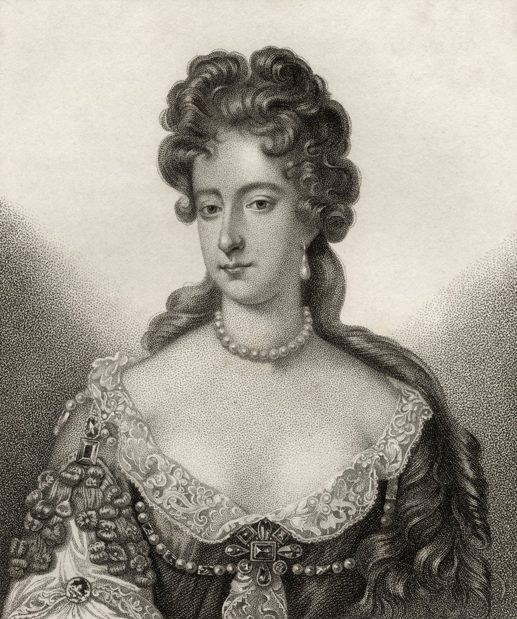 Królowa Maria II, rycina Bocquet, ilustracja z "A catalogue of Royal and Noble Authors", wydana w 1806 r. autorstwa English School