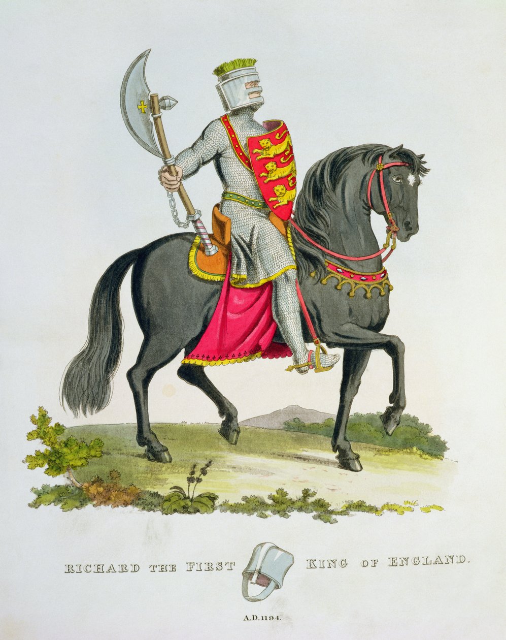 Ryszard I, król Anglii (1157-99), 1194, z „Ancient Armor”, Samuel Rush Meyrick, 1824 autorstwa English School