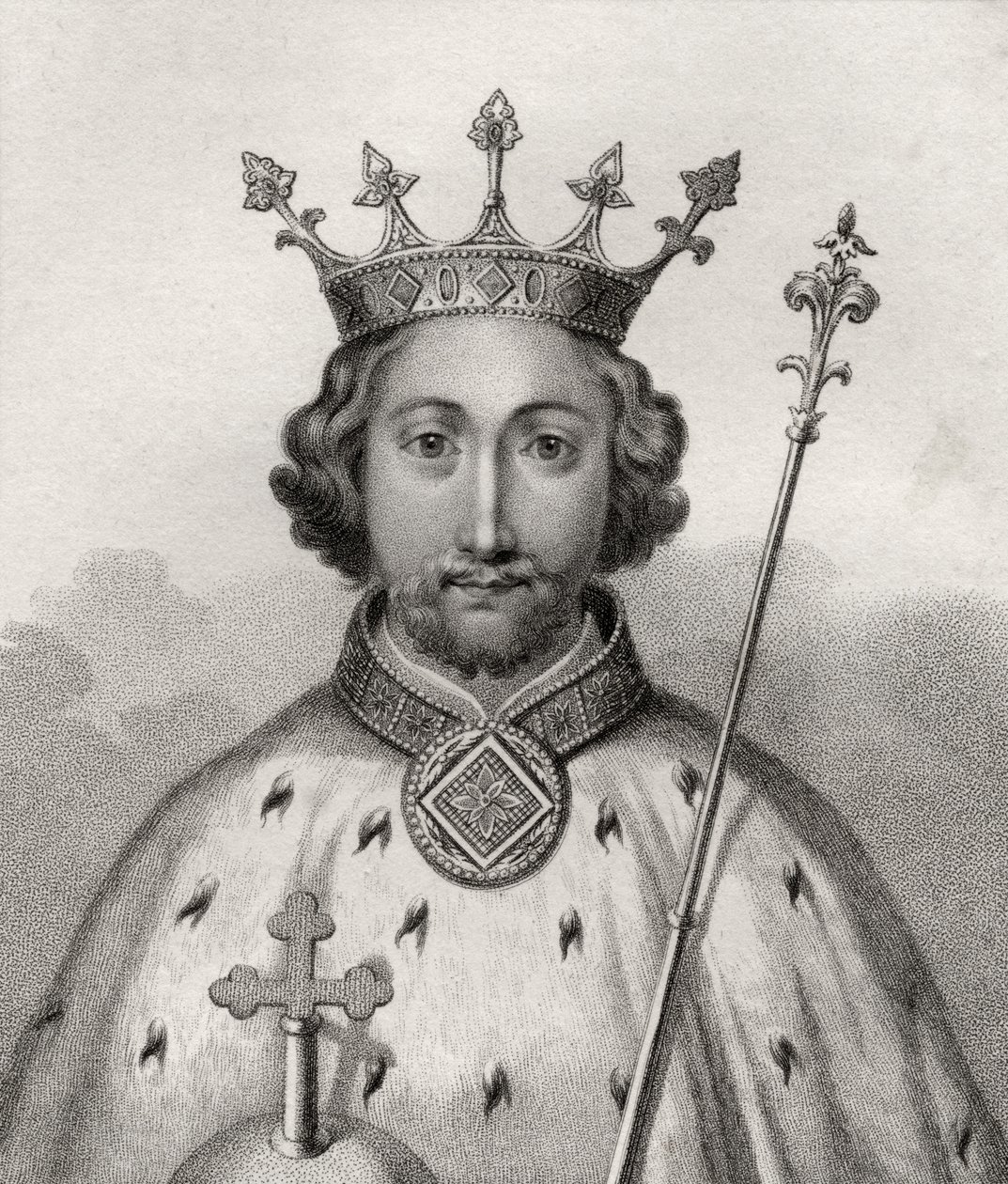 Ryszard II, rycina autorstwa Bocquet, z "Katalogu Królewskich i Szlachetnych Autorów", opublikowanego w 1806 r. autorstwa English School