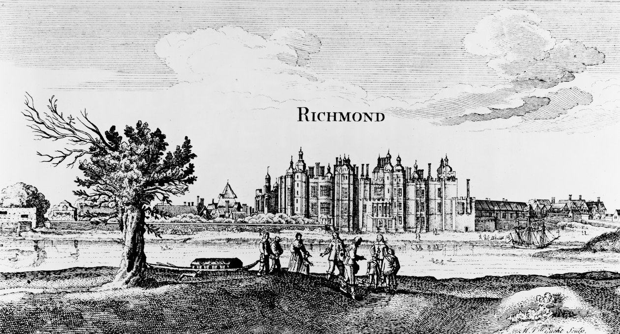 Pałac Richmond, ryty przez Michiela van der Guchta (1660-1725) autorstwa English School