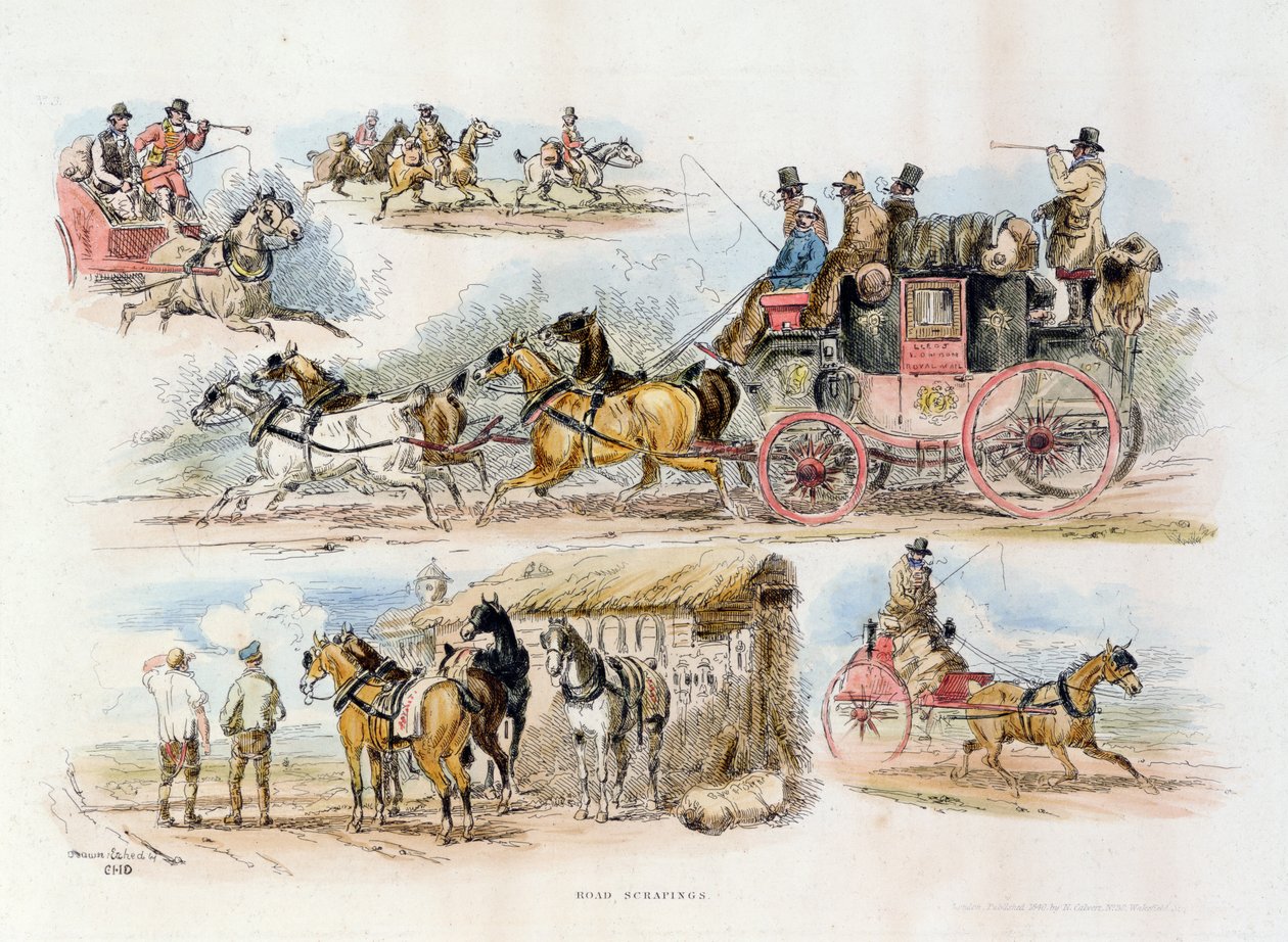 Skroby drogowe, 1840 (kolorowe grawerowanie) autorstwa English School