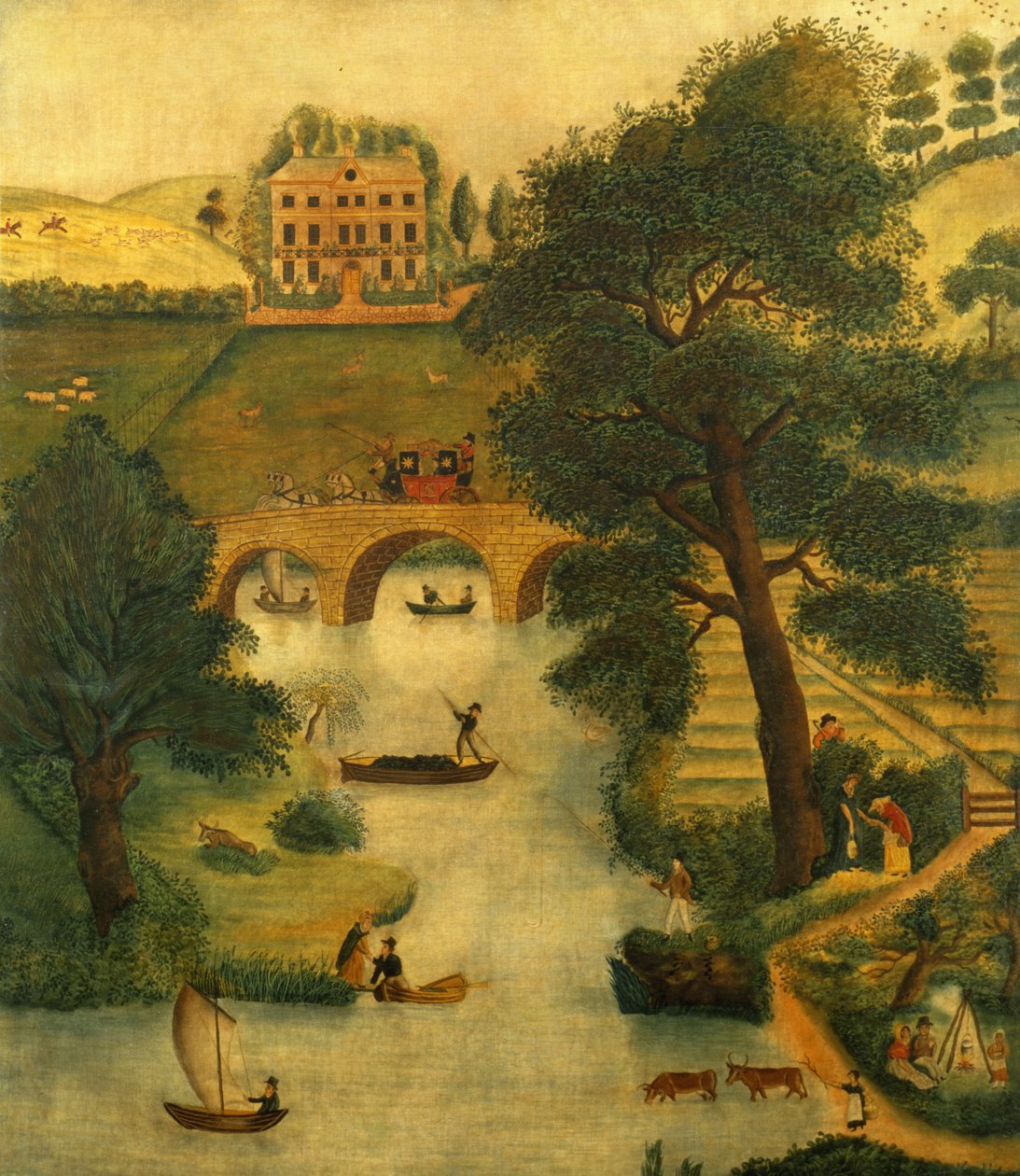 Scena wiejska z karetą i koniem, ok.1835 autorstwa English School