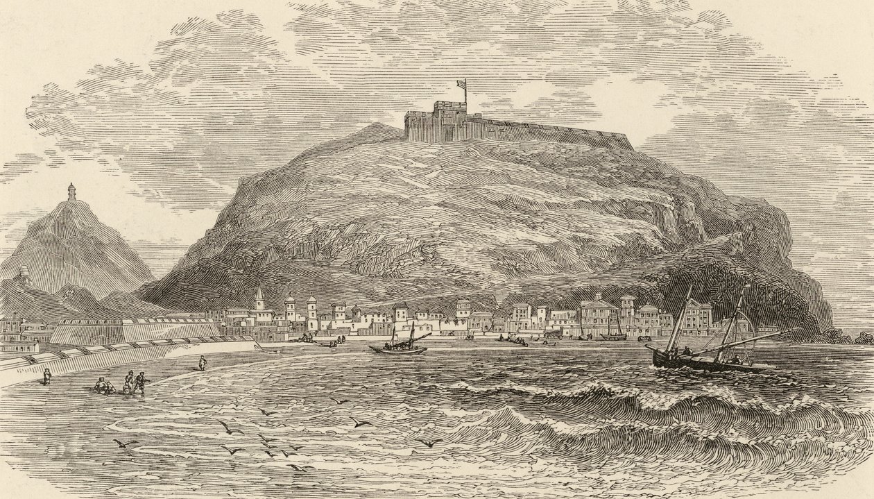 San Sebastian, Hiszpania, ilustracja z „Spanish Pictures” ks. Samuela Manninga autorstwa English School