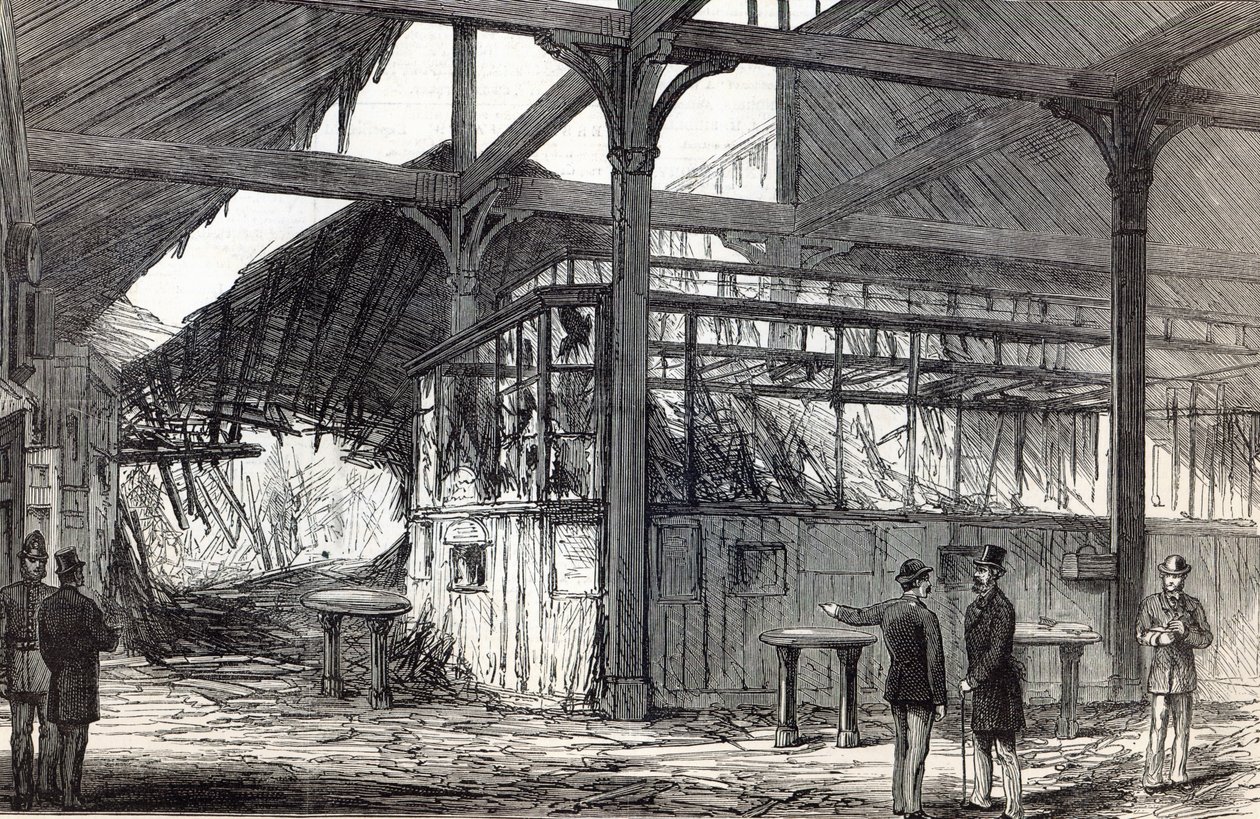 Scena eksplozji na stacji Victoria we wtorek rano, z The Illustrated London News, 1 marca 1884 (litografia) autorstwa English School