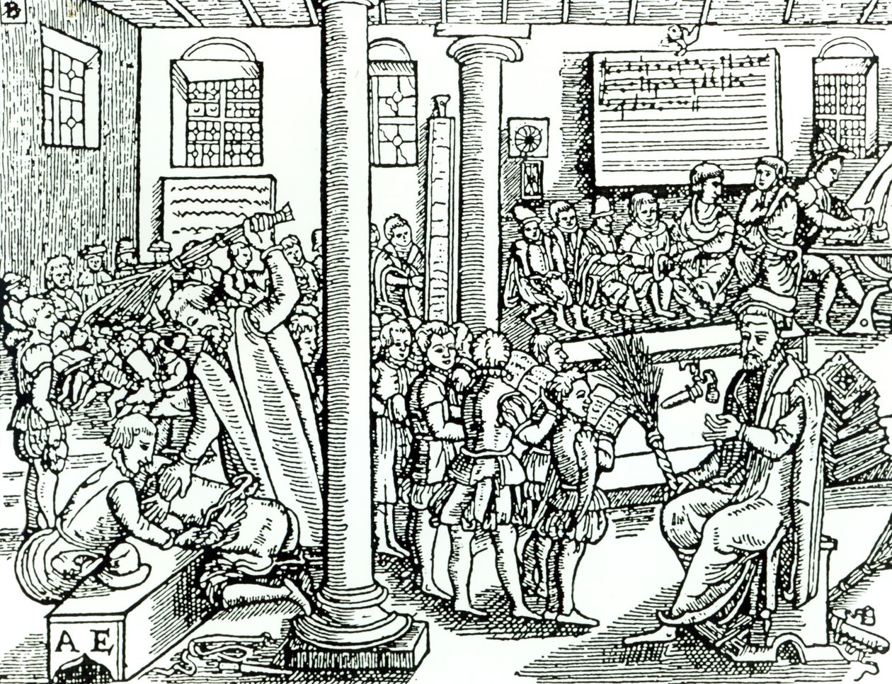 Scena szkolna w czasach Tudorów autorstwa English School