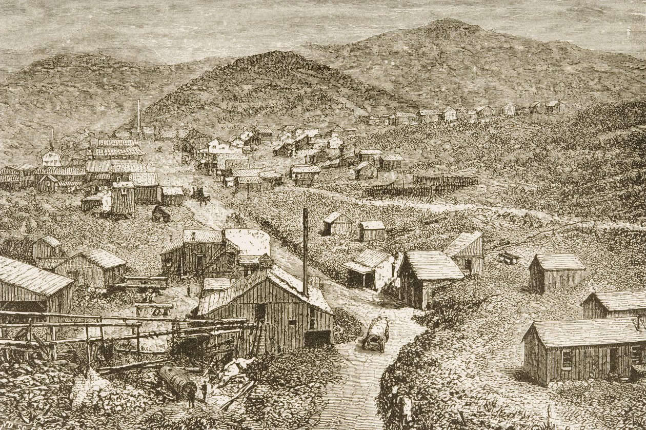 Silver City, Nevada, ok. 1870, z „American Pictures”, opublikowane przez The Religious Tract Society, 1876 autorstwa English School