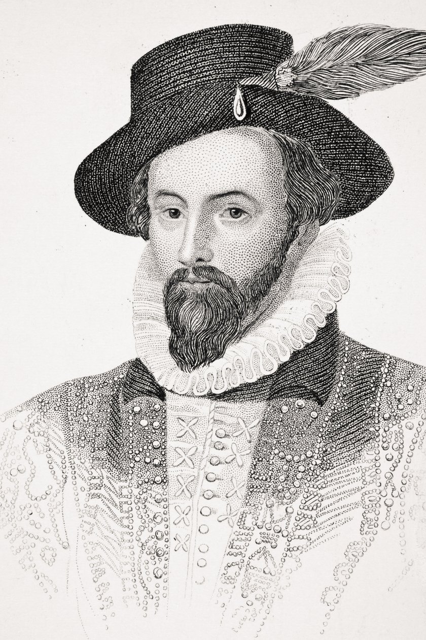 Sir Walter Raleigh, ilustracja z „Old England