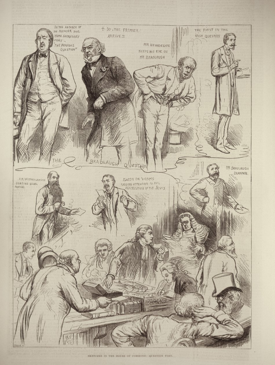 Szkice w Izbie Gmin: tura pytań, z The Illustrated London News, 18 lutego 1882 r. autorstwa English School