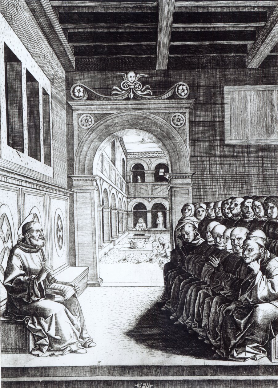 Głoszenie św. Benedykta w klasztorze autorstwa English School