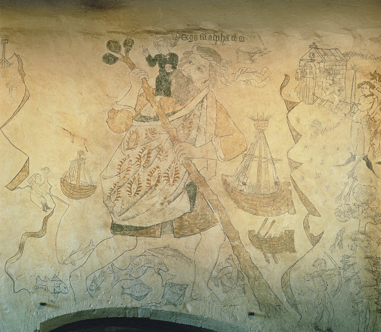Św. Krzysztof, ok. 1440 (malarstwo ścienne) autorstwa English School