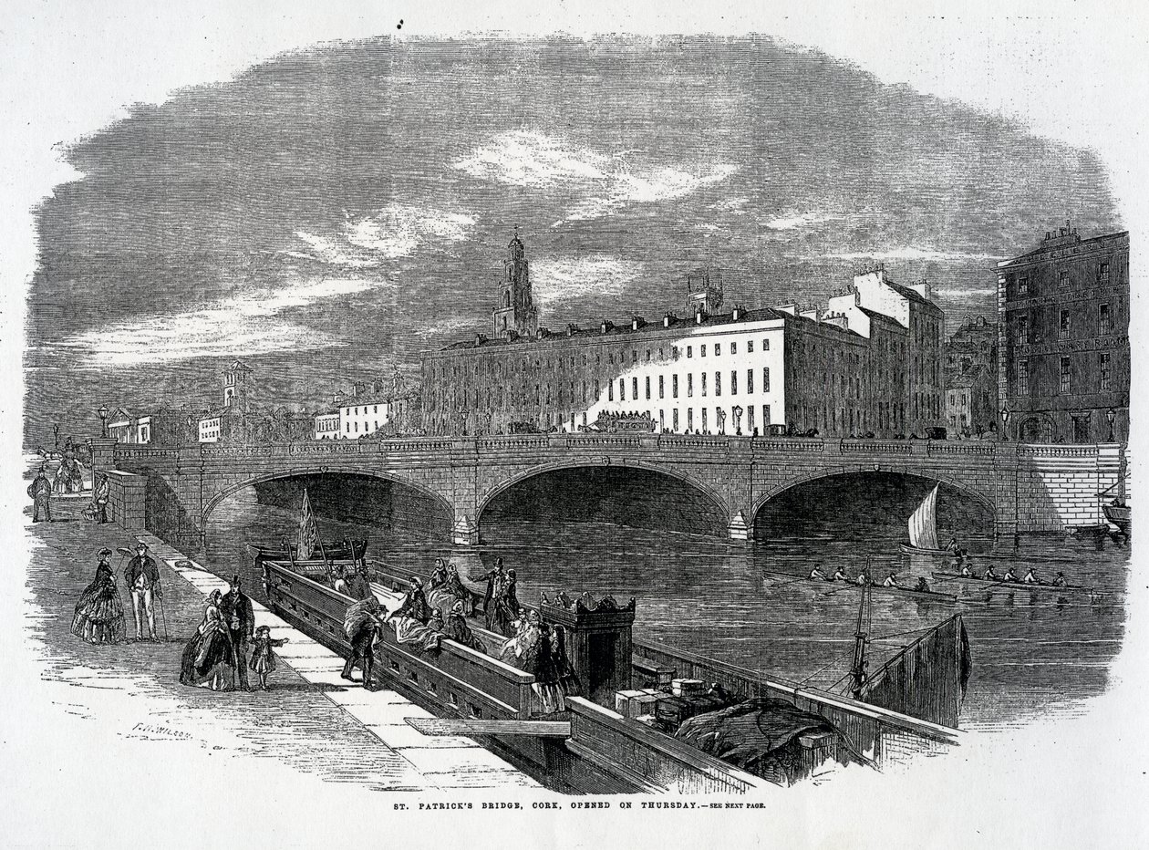 Most św. Patryka w Cork, otwarty w czwartek, grawerowany przez T.N. Wilson, opublikowane w „The Illustrated London News”, 14 grudnia 1861 autorstwa English School