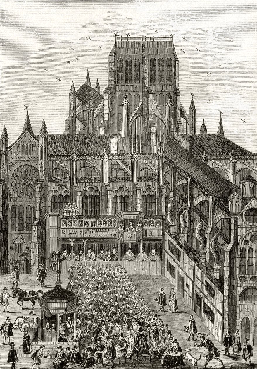 Krzyż św. Pawła na terenie starej katedry św. Pawła, z książki „London Pictures: Drawn with Pen and Pencil”, autorstwa ks. Richarda Lovetta, opublikowanej w 1890 r. autorstwa English School