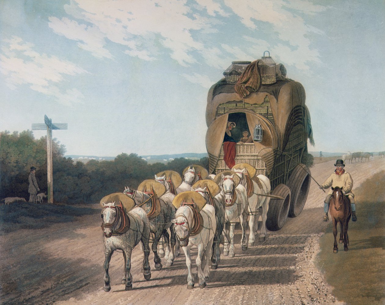 Stage Waggon, rycina J. Baily, wyd. J. Watson, 1820 autorstwa English School
