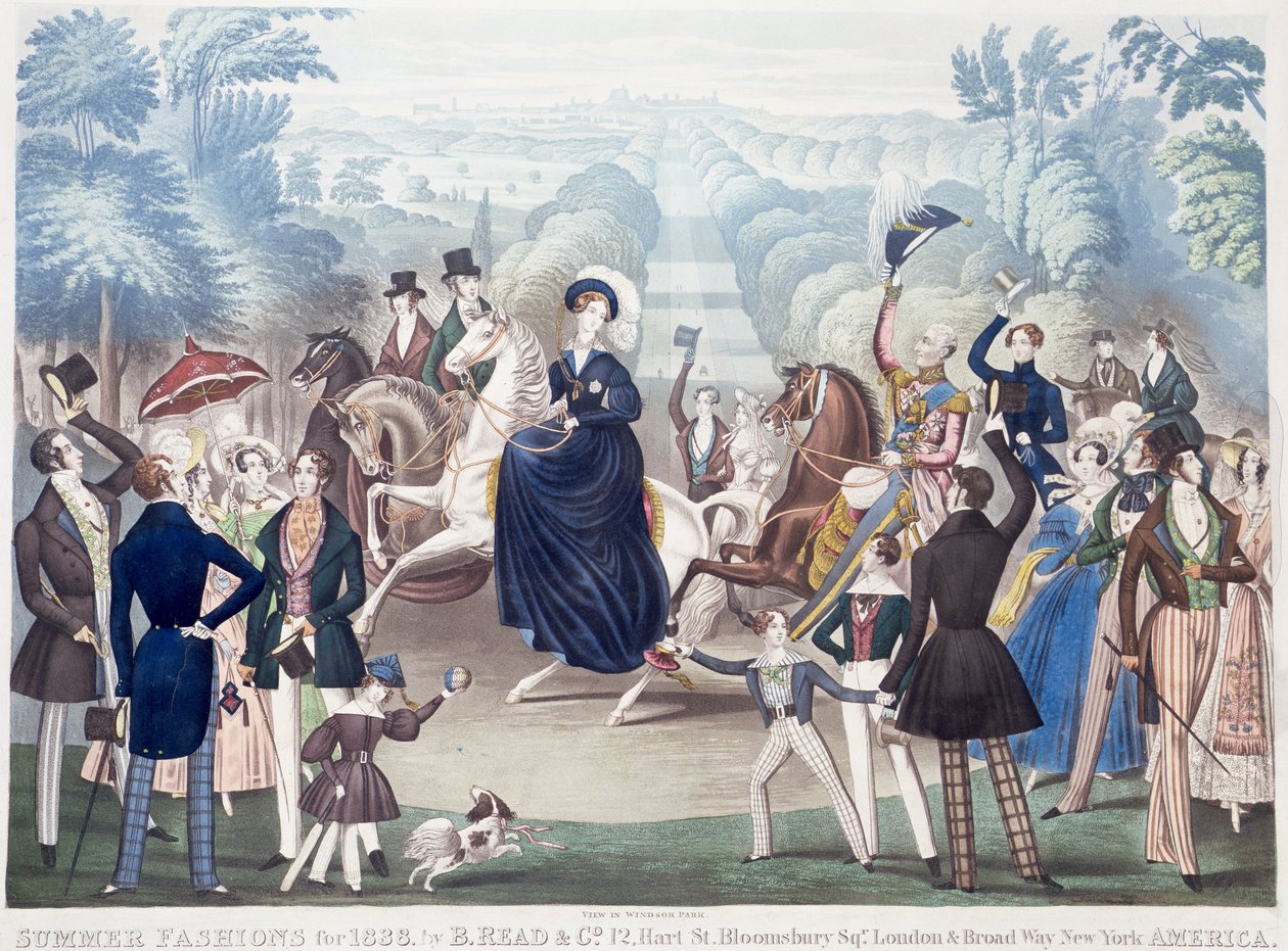 Summer Fashions for 1838, View in Windsor Park autorstwa B Read and Co. (kolorowa akwatinta) autorstwa English School