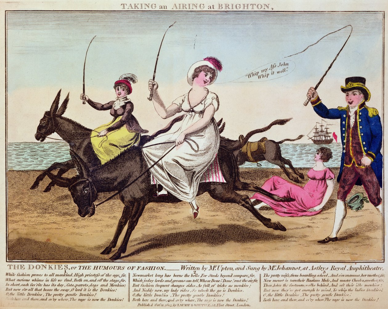 Przeprowadzanie wietrzenia w Brighton, 1805 (akwaforta kolorowa) autorstwa English School