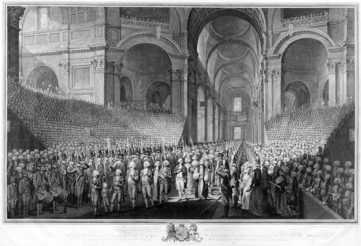 Nabożeństwo dziękczynne w katedrze św. Pawła z okazji odzyskania króla Jerzego III, 23 kwietnia 1789 autorstwa English School