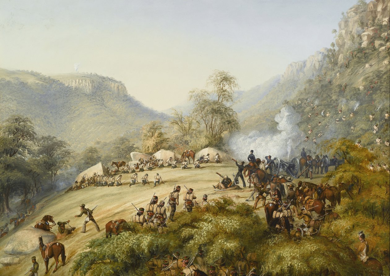 74. pułk w starciu na wysokościach nad Waterkloof, 1851 autorstwa English School