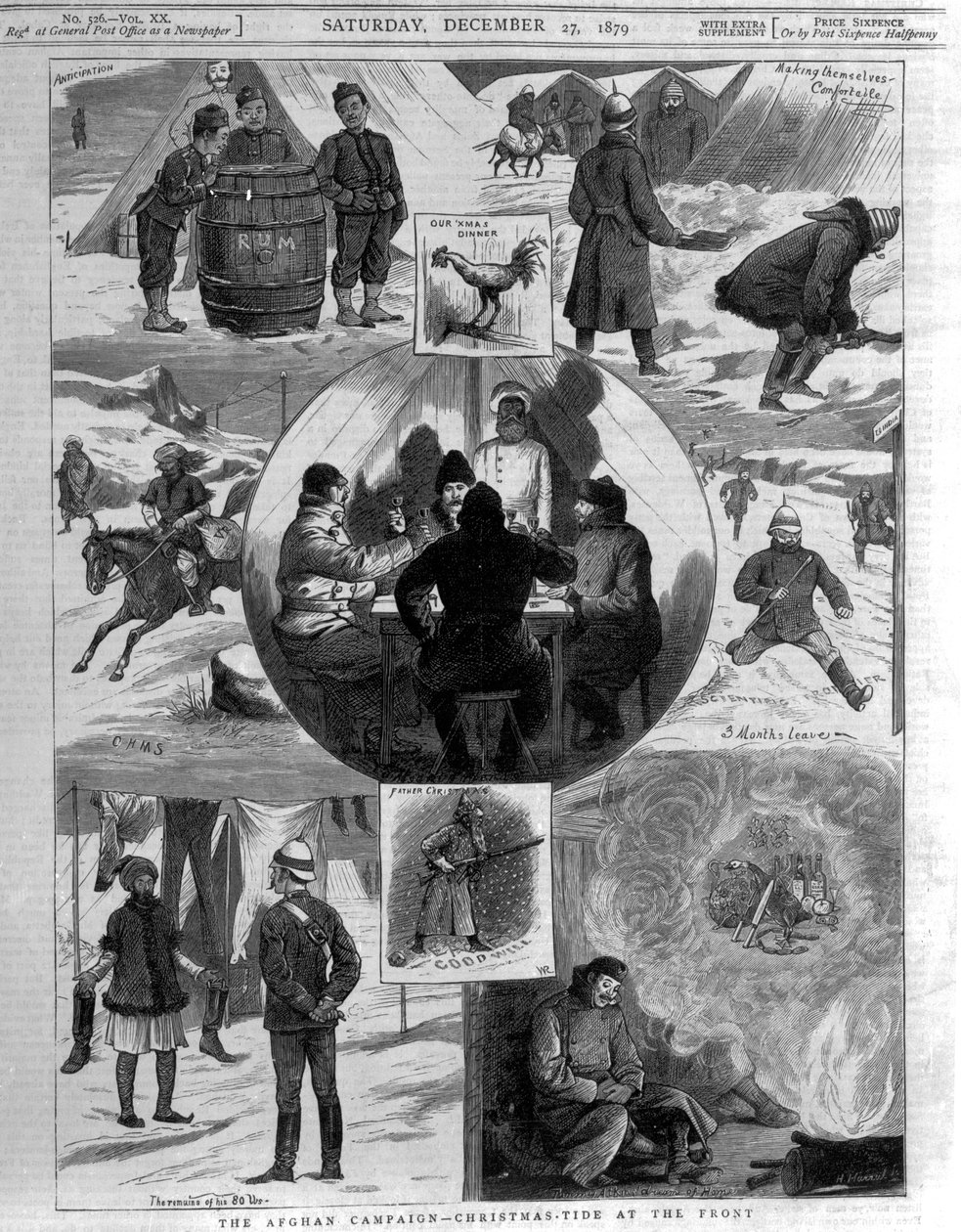 Kampania afgańska - świąteczna fala na froncie, ilustracje okładkowe z "The Graphic", 27 grudnia 1879 autorstwa English School