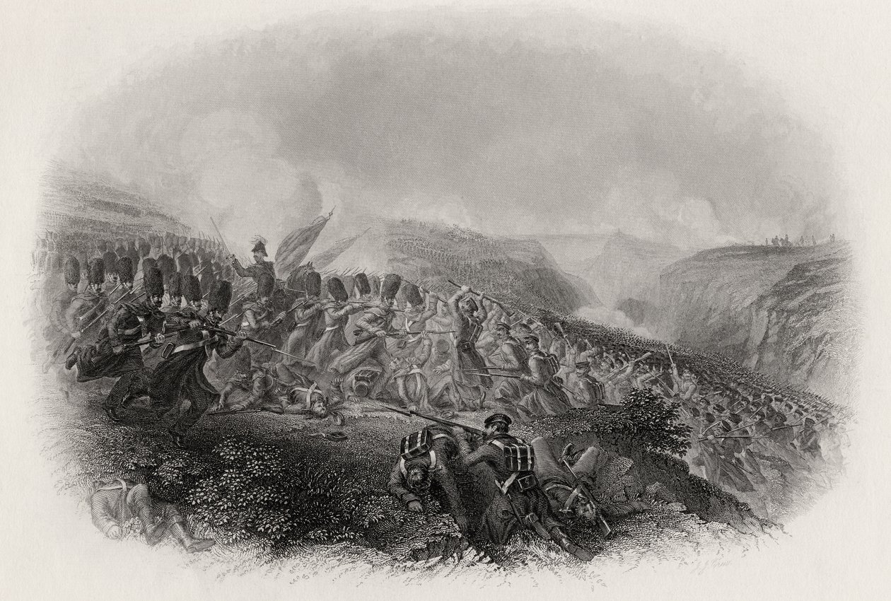 Bitwa pod Inkermann, szarża gwardii, 1854 autorstwa English School